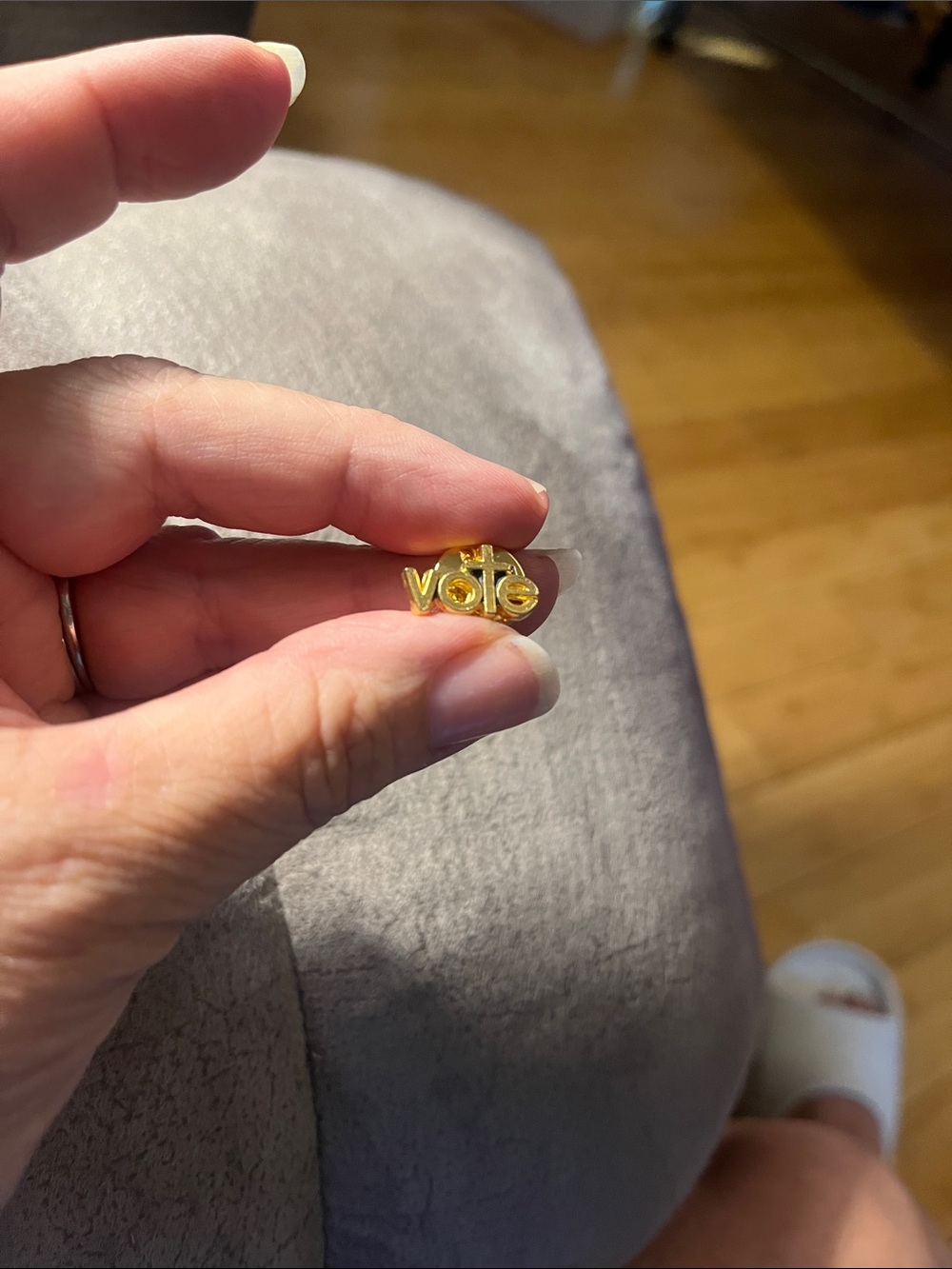Gold 'Vote' Enamel Pin - Political Statement Accessory 1970